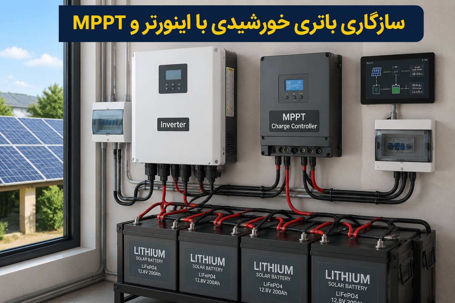 اتصال باتری خورشیدی به اینورتر و شارژکنترلر