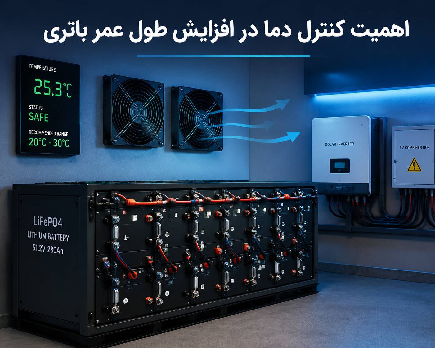تاثیر دما و تهویه بر عملکرد باتری خورشیدی