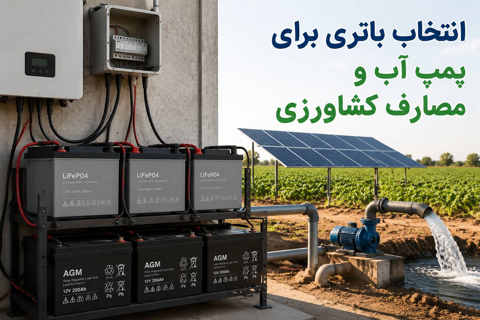 باتری خورشیدی مناسب پمپ آب کشاورزی و چاه