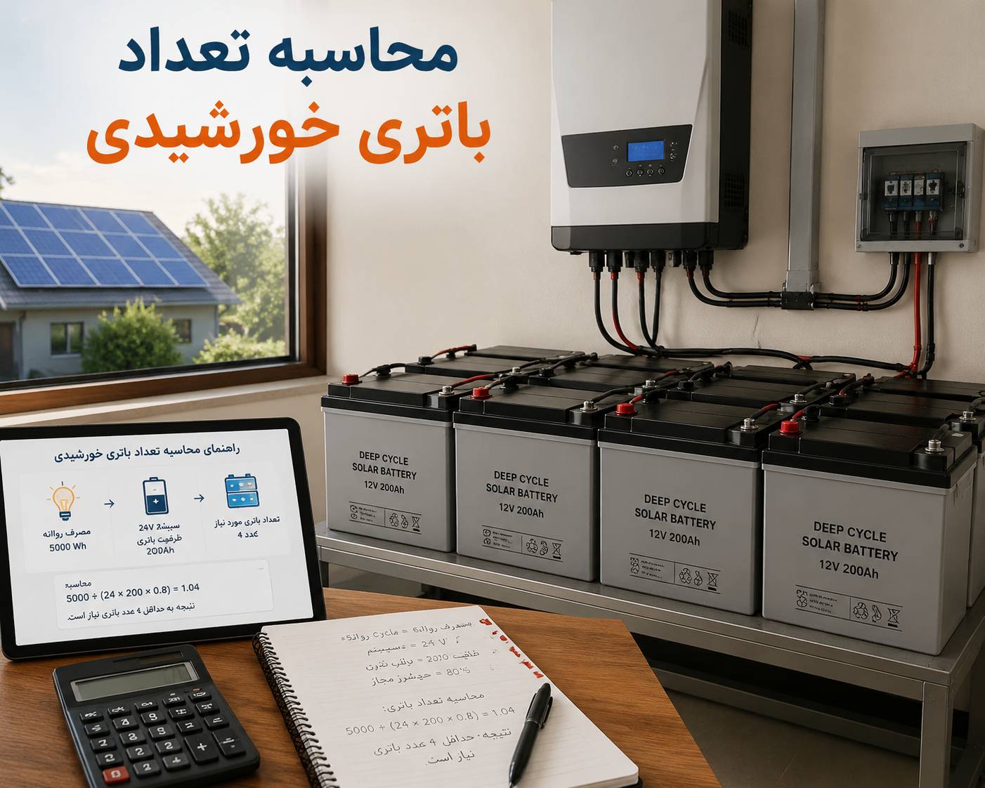 محاسبه تعداد باتری مورد نیاز برای سیستم خورشیدی