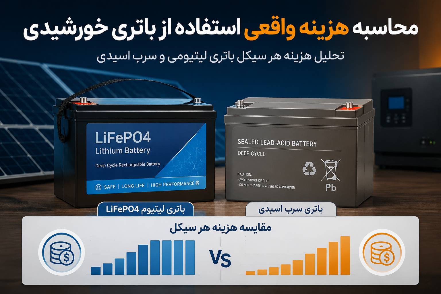 تحلیل هزینه هر سیکل باتری خورشیدی لیتیومی و سرب اسیدی